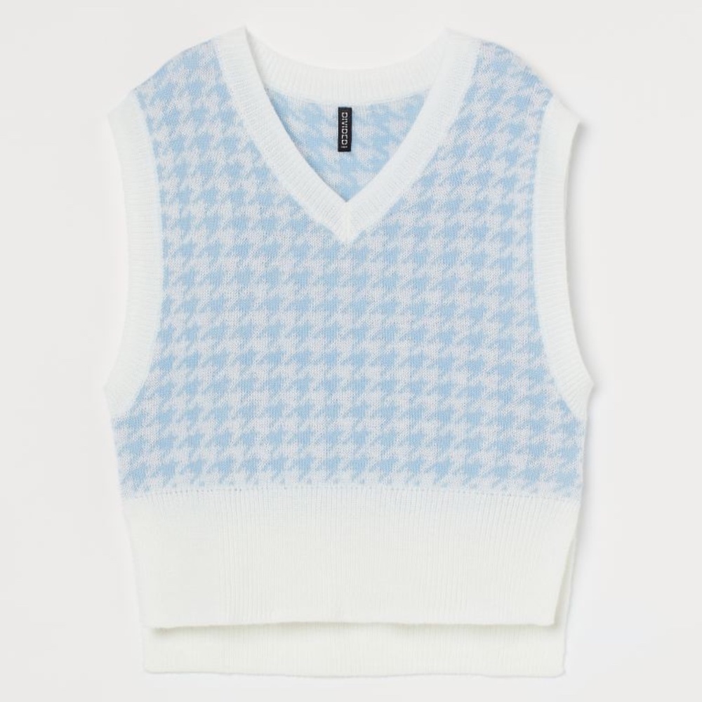Divided H&M oversized blue and white sweater vest